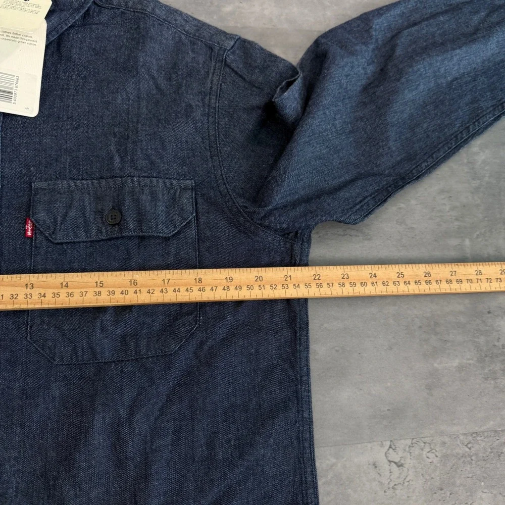 Levis Denim Shirt Mens S Dark Indigo Relaxed Fit Long Sleeve Cotton Workwear